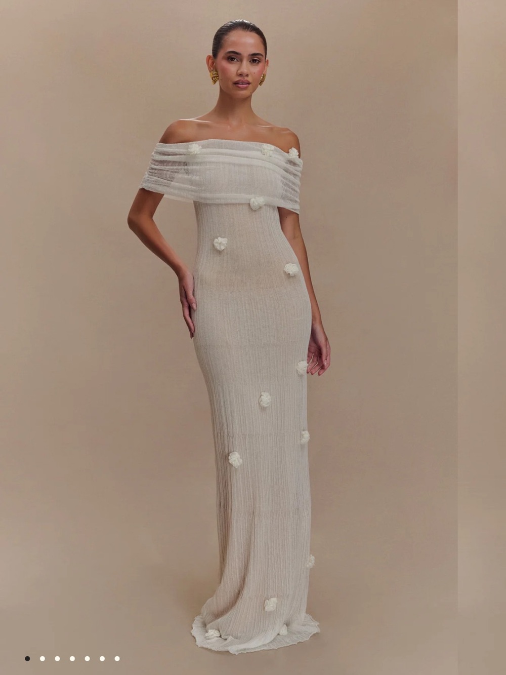 Meshki Brynn Knit Maxi Dress Ivory Small